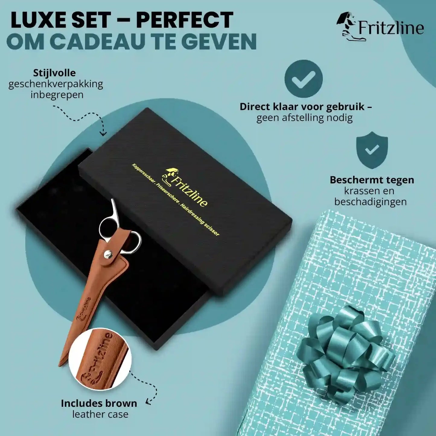 Kappersschaar met Leren Etui Fritzline