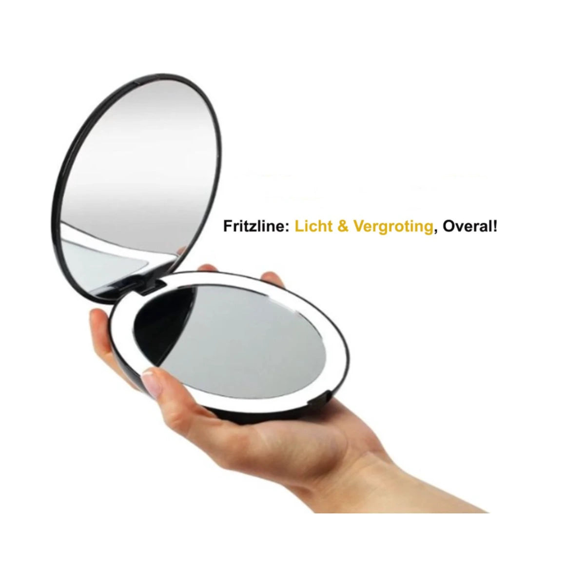 Fritzline Make up Spiegel met Verlichting - 10X en 1X - Handspiegel - Zakspiegel - Reisspiegel - Make-upspiegel Fritzline