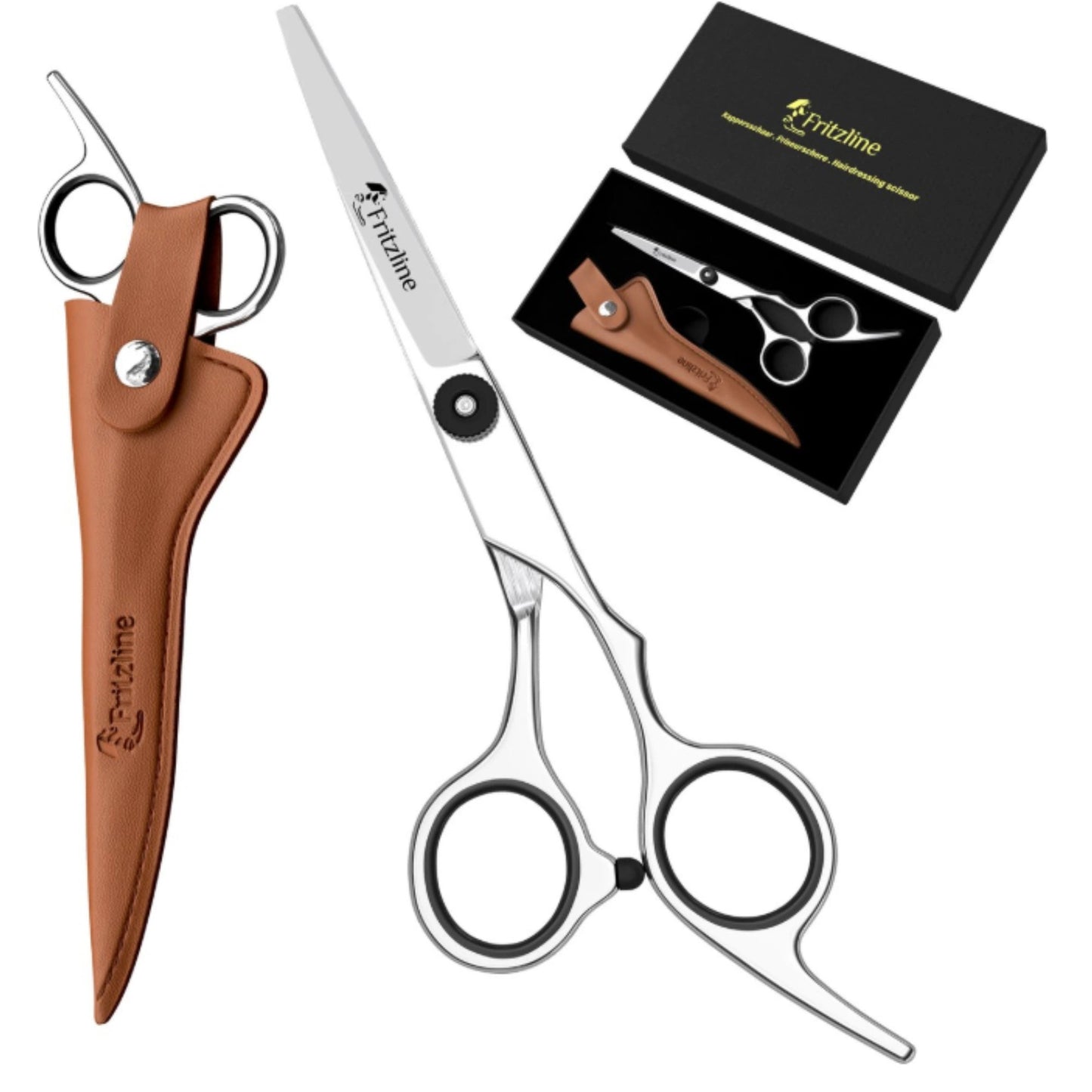 Kappersschaar met Leren Etui Fritzline