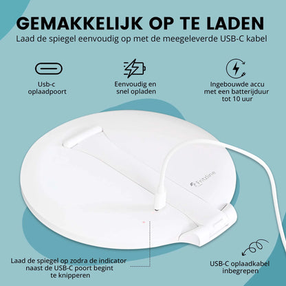 Spiegel rond, staand en uitklapbaar met LED Verlichting