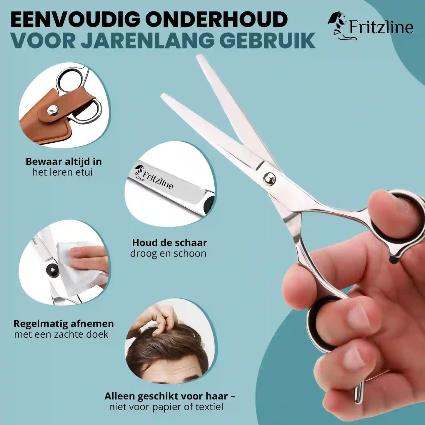Kappersschaar met Leren Etui