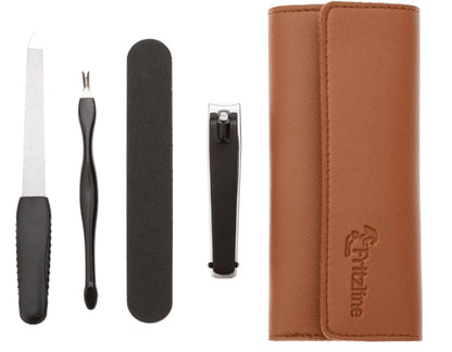 Fritzline 4 delige Manicure Set - Nagelverzorgingsset - Nagelvijl - Nagelknipper - Nagelriemduwer - Nagelbuffer - Manicureset Fritzline